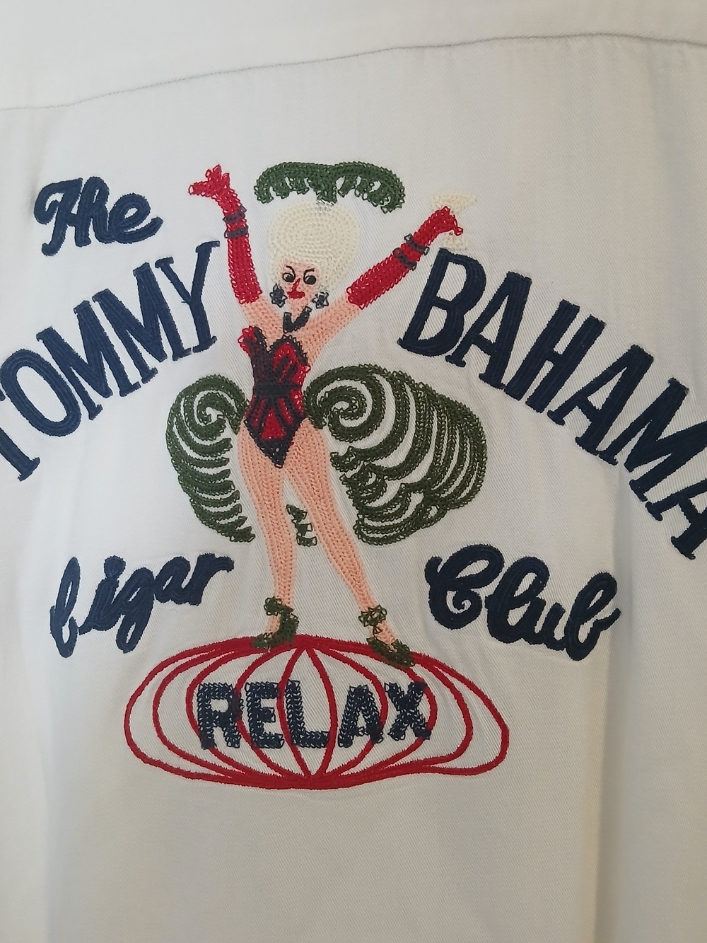 Tommy Bahama Cream Relax Cigar Club Embroidered XXL Rayon Camp Shirt